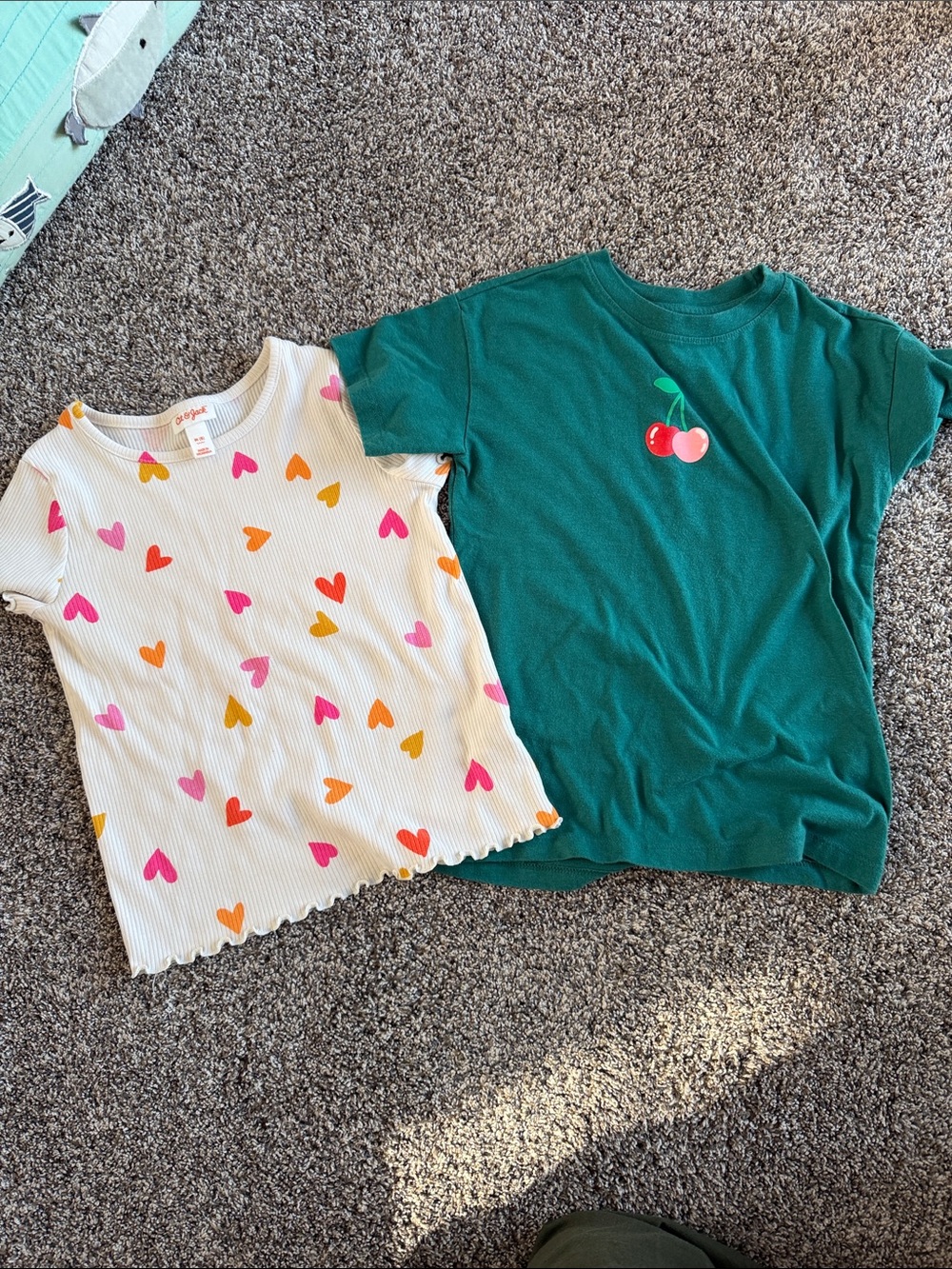 Bundle of two cat & Jack t shirts cherries and hearts size girls 8